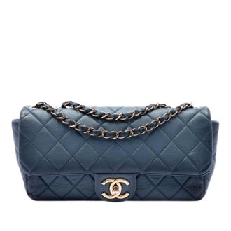 Chanel Pre-owned Vintage Schoudertas - Dames - Pre-owned - Blauw - Maat: ONE Size Leer