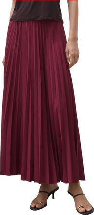 Mango Pleat Midi Skirt in Burgundy at Nordstrom, Size Small