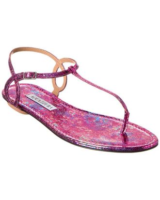 Aquazzura Almost Bare Snake-Embossed Leather Sandal