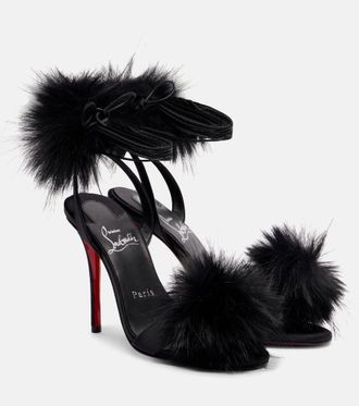 Christian Louboutin Patapompom 100 crepe satin sandals