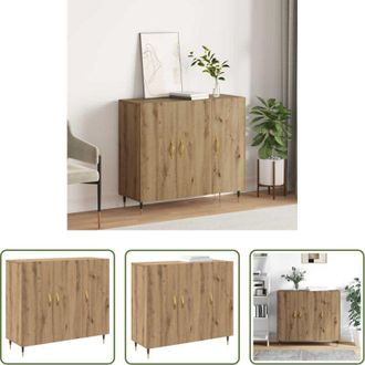 vidaXL vidaXL Credenza con porte a cerniera - Credenza Rovere artigianale 90 x 34 x 80 cm Legno multistrato