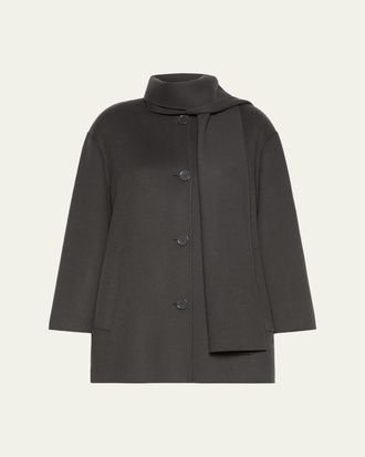 Max Mara Alicia Neck-Scarf Wool Single-Breasted Coat