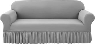 OEM Funda Para Sof&aacute;, 1 Pieza, F&aacute;cil De Ajustar, Funda Universal Para Sof&aacute;, Alta Elasticidad Y Duradera Con Fald&oacute;n (3 Plazas, Gris), 190-230 Cm