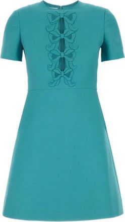 Valentino Garavani Abito in Crepe Couture corto con ricamo - Blu
