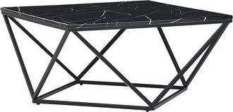 Beliani Beliani - Mesa de centro efecto mármol negro 80 x 80 cm mdf jaula glamour Malibu