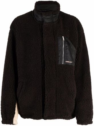 AMBUSH two-tone teddy jacket - women - Polyamide/Polyester/Polyester/Virgin Wool - S - Brown