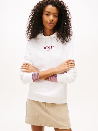 Tommy Jeans Kapuzensweatshirt TOMMY JEANS TJW REG ESS LOGO 2 HOODIE EXT, Damen, Gr. 4XL (48), ecru, Sweatware, Obermaterial: 100% Baumwolle, unifarben, regular fi
