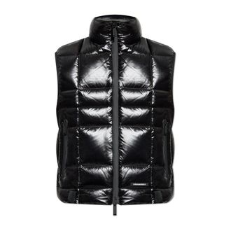 Dsquared2 Dons bodywarmer met opstaande kraag - Heren - Bodywarmers - Zwart - XS - Leer - Jassen