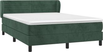 vidaXL Cama Box Spring Con Colch&oacute;n Terciopelo Verde Oscuro 140x200 Cm Vidaxl