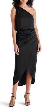 Steve Madden Adele One-Shoulder Satin Maxi Dress in Black at Nordstrom Rack, Size Medium