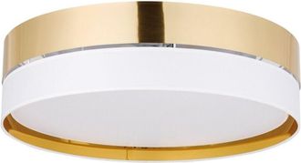 Luminosa Light Designs TK Hilton Lámpara de techo cilíndrica de 60 cm, blanca y dorada, 4 bombillas E27