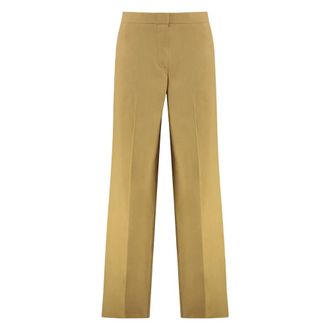 Pinko Pinko, Broeken, Dames, Beige, XS, Linnen, Stretch linnen broek met vouw