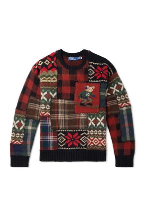 Polo Ralph Lauren Patchwork Jacquard-Knit Wool and Cashmere-Blend Sweater