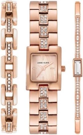 Anne Klein Quartz Rose Gold Dial Watch and Bracelet Set AK/5430RGST