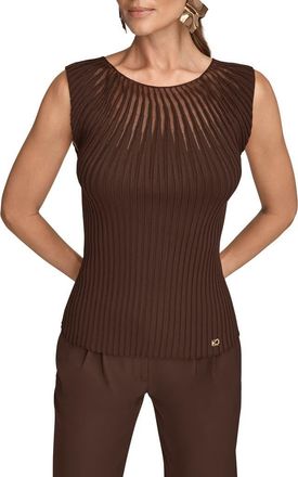 DKNY Rib Sleeveless Top in Chocolate at Nordstrom, Size X-Large