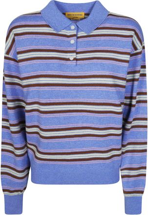 Guest In Residence Collegiate Stripe Knit Polo Shirt