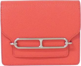 Herm&egrave;s Pink Chevre Leather Wallet (Bi-Fold) (Pre-Owned)