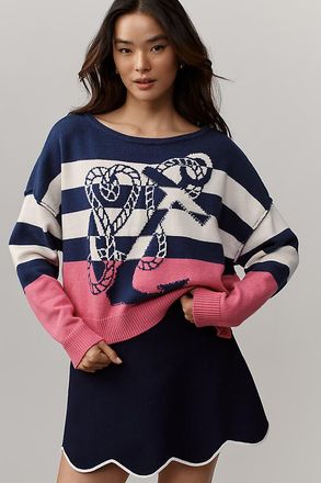 Maeve Boat-Neck Nautical Icon Sweater