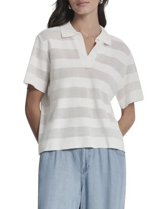 DKNY Dkny Sheer Striped Polo Sweater