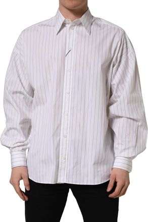 Dolce & Gabbana White Stripes Cotton Men Formal Dress Shirt