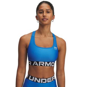 Under Armour Sport-BH UNDER ARMOUR UA HG MID BRANDED, Damen, Gr. XS, N-Gr, weiss (blau atlantis,, wei&szlig;), Obermaterial: 87% Polyester, 13% Elasthan, BHs Sport-BH