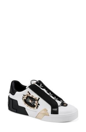 Karl Lagerfeld Madisyn Slip-On Sneaker in Bright White/Black at Nordstrom, Size 8.5