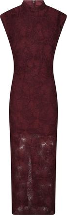 Rotate Flower Mesh Floral High Neck Maxi Dress