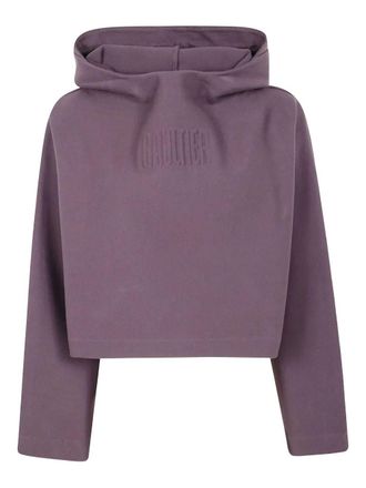 Jean Paul Gaultier Bonded Cotton Cropped Bat Sleeves Hoodie With Gaul