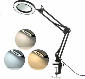 OEM L&aacute;mpara De Aumento Led Con Clip, Lupa De 8 Dioptr&iacute;as Con Luz, L&aacute;mpara De Aumento Iluminada De 3 Colores, Brazo Giratorio, Luz Regulable Para Leer En U