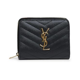 Saint Laurent Cassandre Matelass&eacute; Compact Wallet - female - Saint Laurent - Wallets & Cardholders - Black - ONE SIZE - Accessories