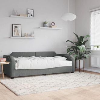 vidaXL Sof&aacute; Cama Con Colch&oacute;n Tela Gris Oscuro 80x200 Cm Vidaxl