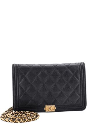 Chanel Boy Wallet on Chain Quilted Caviar crossbody bag - women - Calf Leather - One Size - Black