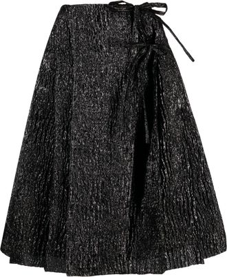 Simone Rocha metallic-effect crinkled A-line skirt - women - Polyester/Polyamide - 10 - Black