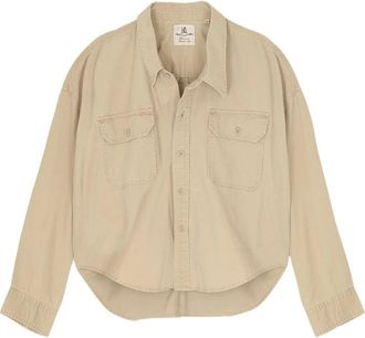 Denimist Cropped Utility Shirt - Dames - Overhemden - Beige - S - Katoen - Overhemden