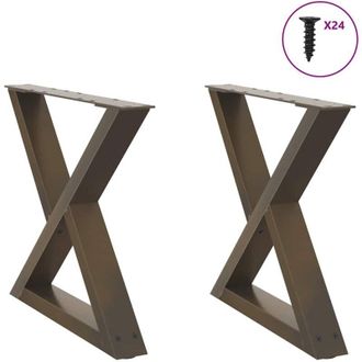 vidaXL Vidaxl - Patas Para Mesa De Centro (2 Unidades, Acero Natural, 60 X 42-43,3 Cm)