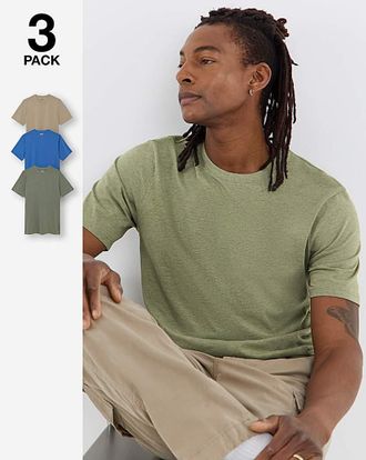 Jacamo 3 Pack Crew Neck T-Shirts Long - Marl