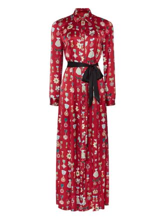 Temperley London Gloriette medal-print shirt dress - women - Mulberry Silk/Elastane - 10 - Red