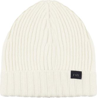 Fay Geribbelde Beanie Muts - Heren - Hoeden - Wit - ONE Size - Accessoires