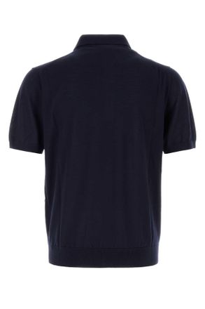 Prada Mens Navy Blue Wool Polo Shirt Bleu Wv-Trochusniloticus