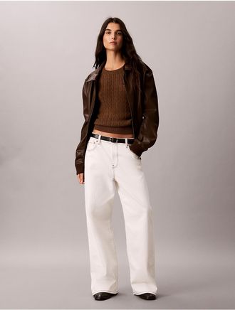 Calvin Klein Jeans Calvin Klein Womens Cable Knit Crewneck Sweater - Brown - XL