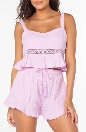 Roxy Island Time Cotton Crop Tank in Orchid Bouquet Solid at Nordstrom Rack, Size Xx-Large