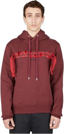 Lanvin Hooded sweatshirt met geborduurd logo - Heren - Hoodies - Rood - XS - Katoen - Hoodies & sweatvesten