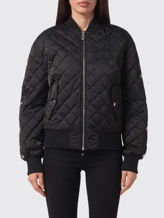 Philipp Plein Quilted Nylon Bomber Jacket with Zip Closure and Hexagon Logo
