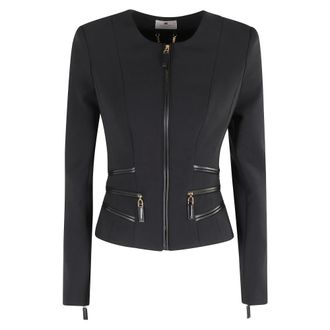 Elisabetta Franchi Double-layer Crepe Jacket with Zip Details - female - Elisabetta Franchi - Light Jackets - Black - S - Jackets