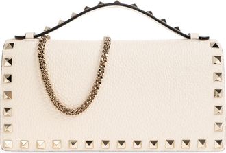 Valentino Garavani Rockstud Leather Wallet on Chain - Dames - Portefeuilles - Beige - ONE Size - Leer - Accessoires