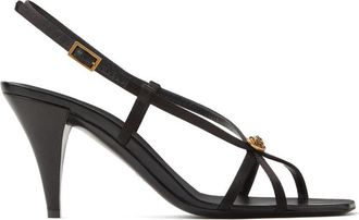 Versace Minimalist Silk And Nylon Sandals With Gold Emblem