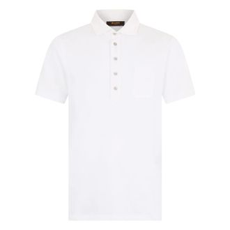 Moorer Polo Shirts, male, White, Size: XL Elegant Polo with Ribbed Collar