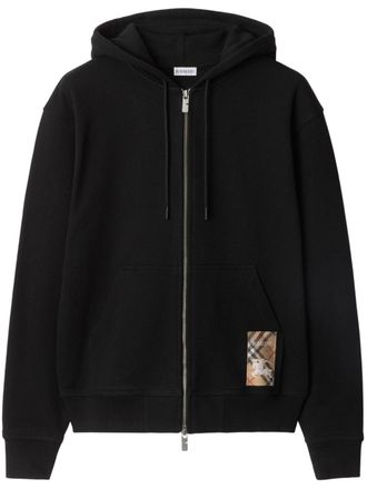 Burberry Hoodie met geruit label - Zwart