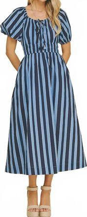 Pinch Design Stripe Midi Dress In Blue