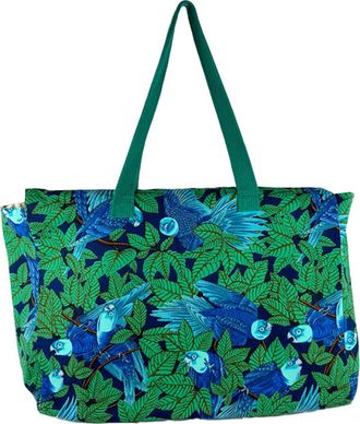 Herm&egrave;s Blue Green Canvas Tote Bag (Pre-Owned)